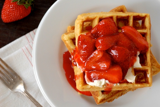 Fritos Gluten-Free Waffles with Strawberry Compote and Mascarpone Cheese